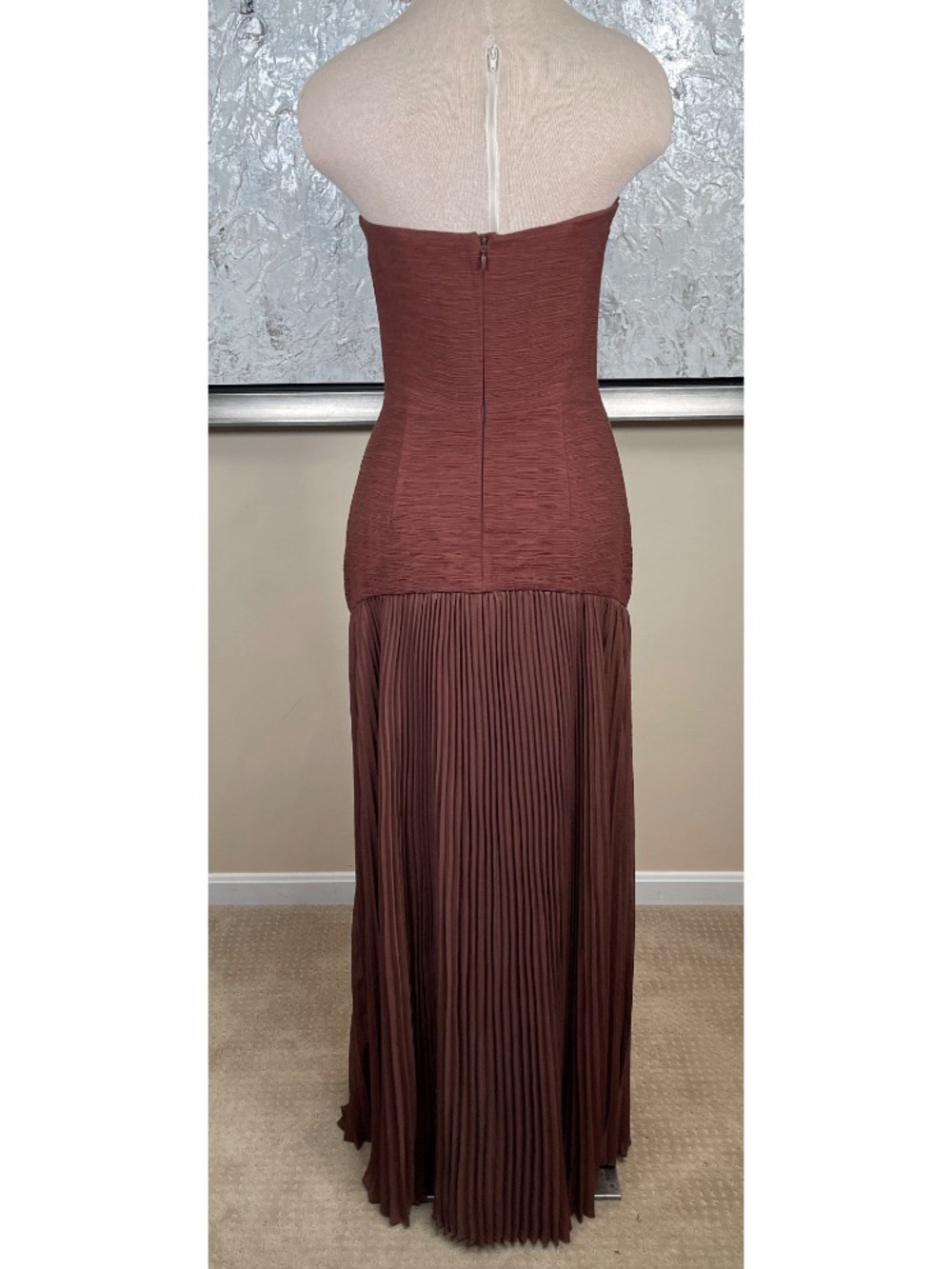 ALEXIS Sunniva Strapless Pleated Drop Waist Brown Maxi Dress Size Small - Picture 8 of 10